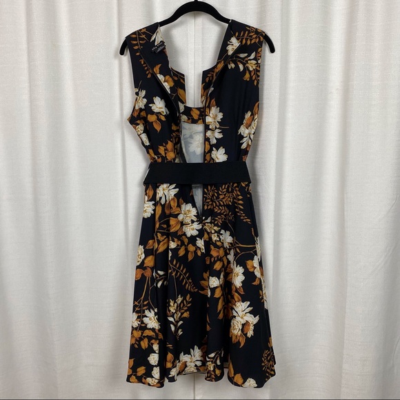 City Chic Black Floral Golden Leaf Midi Dress Sz.XS(14) - Picture 12 of 15